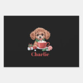 Aangepaste naam Toy Poodle-hondenliefhebber Kerstm Inpakpapier Vel (Voorkant)