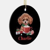 Aangepaste naam Toy Poodle-hondenliefhebber Kerstm Keramisch Ornament (Rechts)