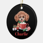 Aangepaste naam Toy Poodle-hondenliefhebber Kerstm Keramisch Ornament (Links)