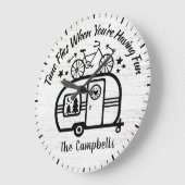 Aangepaste naam trailer Camping Rving Typografie Grote Klok (Hoek)