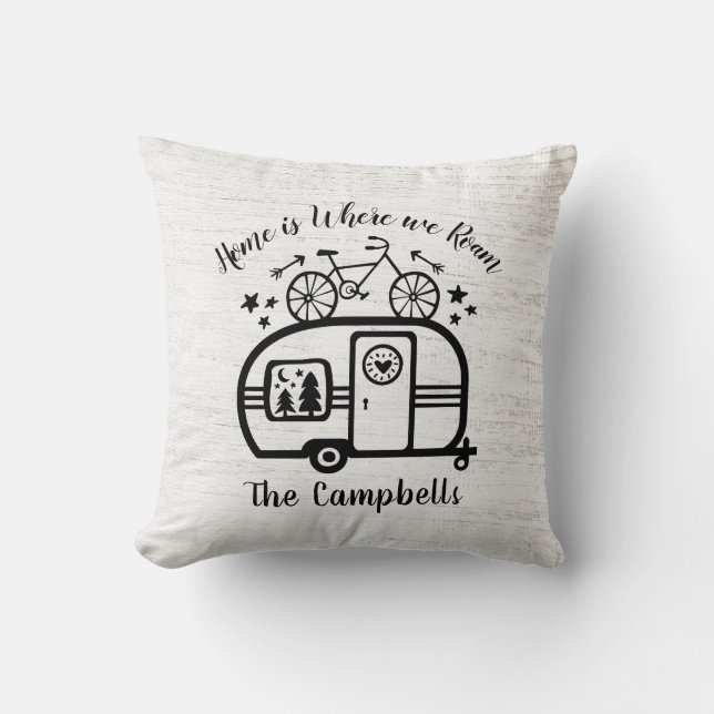 Aangepaste naam trailer Camping Rving Typografie Kussen (Voorkant)