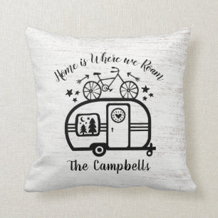 Aangepaste naam trailer Camping Rving Typografie Kussen