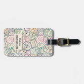 Aangepaste naam Travel Stamps Patroon Bagagelabel (Voorkant horizontaal)