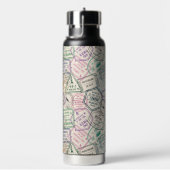 Aangepaste naam Travel Stamps Patroon Waterfles (Rechts)
