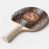 Aangepaste naam Trendy Bruin Zwart Wit Luipaard Tafeltennisbatje (Voorkant Gekanteld)