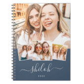 Aangepaste naam Trendy Modern Script 4 Foto Collag Notitieboek (Voorkant)