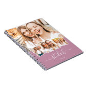 Aangepaste naam Trendy Modern Script 4 Foto Collag Notitieboek (Rechterzijde)