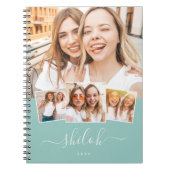 Aangepaste naam Trendy Modern Script 4 Foto Collag Notitieboek (Voorkant)
