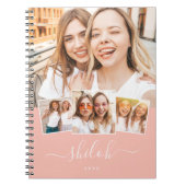 Aangepaste naam Trendy Modern Script 4 Foto Collag Notitieboek (Voorkant)