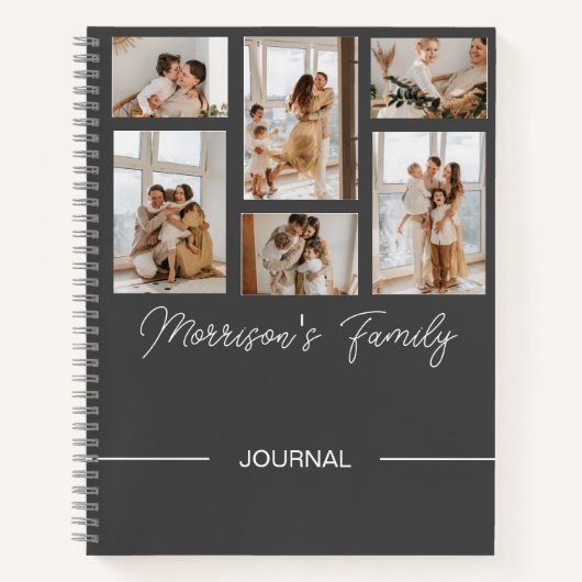 Aangepaste naam Trendy Modern Script & Fotocollage Notitieboek (Voorkant)