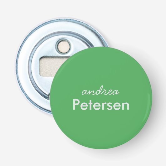 Aangepaste naam trendy moderne minimalistisch button flesopener (Voorkant)