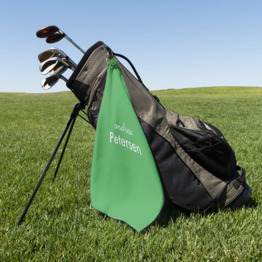 Aangepaste naam trendy moderne minimalistisch golfhanddoek (Groen)