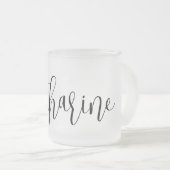 AANGEPASTE NAAM - Trendy Script gepersonaliseerd Matglas Koffiemok (Voorkant rechts)