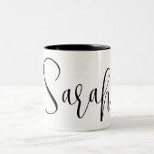 AANGEPASTE NAAM - Trendy Script gepersonaliseerd Tweekleurige Koffiemok (Center)