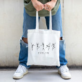 Aangepaste naam Trendy Skelet Dancer Ballet Tote Bag