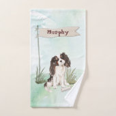 Aangepaste naam Tri Color King Charles Spaniel Bad Handdoek (Handdoek)