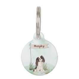 Aangepaste naam Tri Color King Charles Spaniel Huisdierpenning