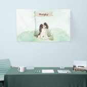 Aangepaste naam Tri Color King Charles Spaniel Pet Spandoek (Beurs)