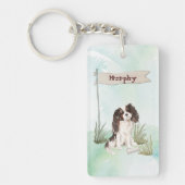 Aangepaste naam Tri Color King Charles Spaniel Sleutelhanger (Voorkant)