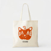 Aangepaste naam Trick or treat Bag Kat Pompoen Tote Bag (Voorkant)