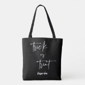 Aangepaste naam Trick or treat Halloween Black Tote Bag (Achterkant)