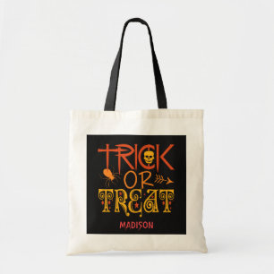 Aangepaste Naam Trick or treat Halloween Tote Bag