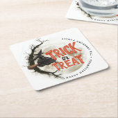 Aangepaste naam Trick or treat  heks Halloween Kartonnen Onderzetters (Schuin)