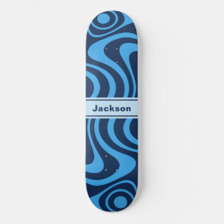 Aangepaste naam Trippy golvend 70s Retro Blauw Persoonlijk Skateboard