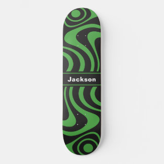 Aangepaste naam Trippy Golvend 70s Retro Groen Persoonlijk Skateboard