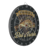 Aangepaste NAAM Trophy Vist Angler Bait Tackshop Dartbord (Voorkant Links)