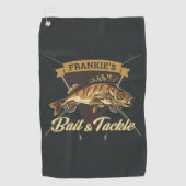 Aangepaste NAAM Trophy Vist Angler Bait Tackshop Golfhanddoek (Voorkant)