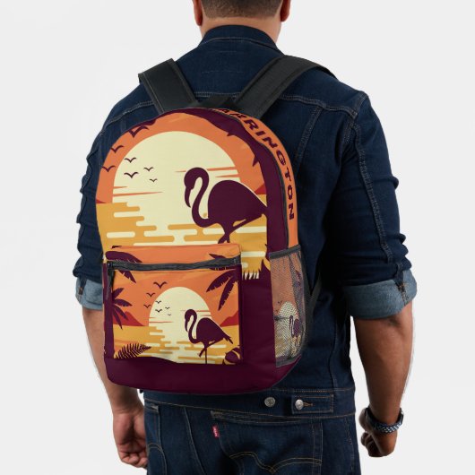 Aangepaste naam Tropical Beach Flamingo Bedrukte Rugzak (Insitu (model))