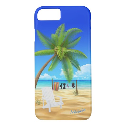 Aangepaste naam Tropical Beach Scene Case-Mate iPhone Case (Achterkant)