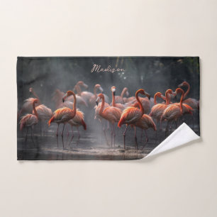 Aangepaste naam Tropical Flamingos Handdoek