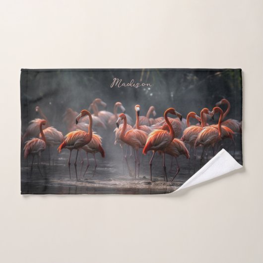 Aangepaste naam Tropical Flamingos Handdoek (Handdoek)