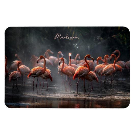 Aangepaste naam Tropical Flamingos Magneet (Horizontaal)
