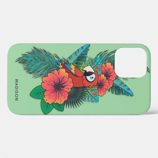 Aangepaste naam Tropical Parrot Case-Mate iPhone Case (Achterkant (horizontaal))
