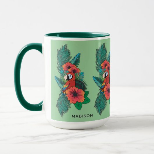 Aangepaste naam Tropical Parrot Mok (Links)