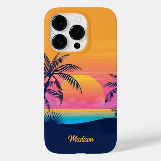 Aangepaste naam Tropical Sunset Case-Mate iPhone Case (Achterkant)