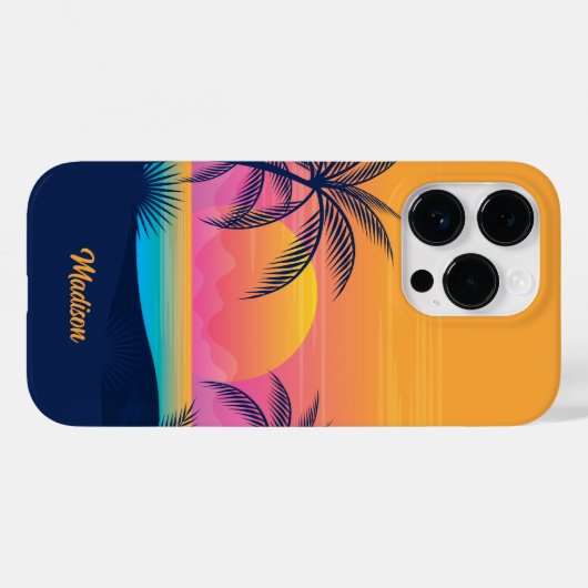 Aangepaste naam Tropical Sunset Case-Mate iPhone Case (Achterkant (horizontaal))