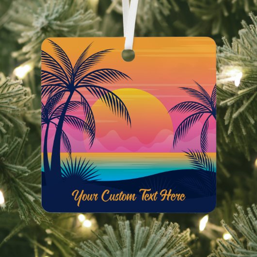 Aangepaste naam Tropical Sunset Metalen Ornament (Insitu)
