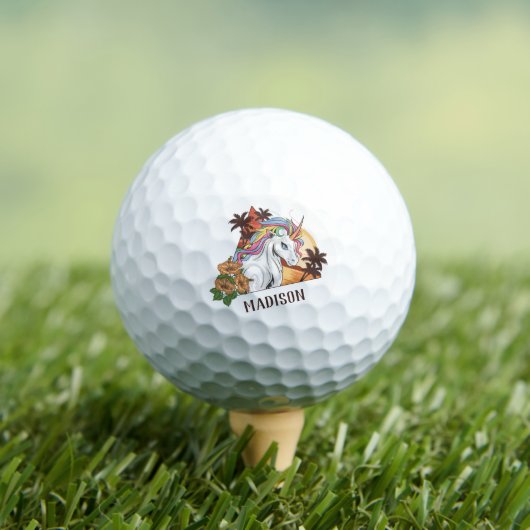 Aangepaste naam Tropical Unicorn Golfballen (Insitu Shirt)