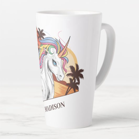 Aangepaste naam Tropical Unicorn Latte Mok (Rechterhoek)