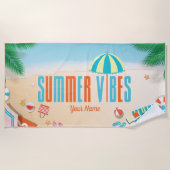 Aangepaste naam Tropical Vibes Summer Beach Strandlaken (Voorkant)