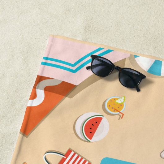 Aangepaste naam Tropical Vibes Summer Beach Strandlaken (In situ)