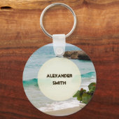 Aangepaste naam | Tropisch strand Sleutelhanger (Voorkant)