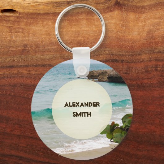 Aangepaste naam | Tropisch strand Sleutelhanger (Voorkant)