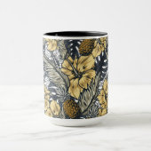 Aangepaste naam Tropische bladeren en bloemen patr Mok (Midden)