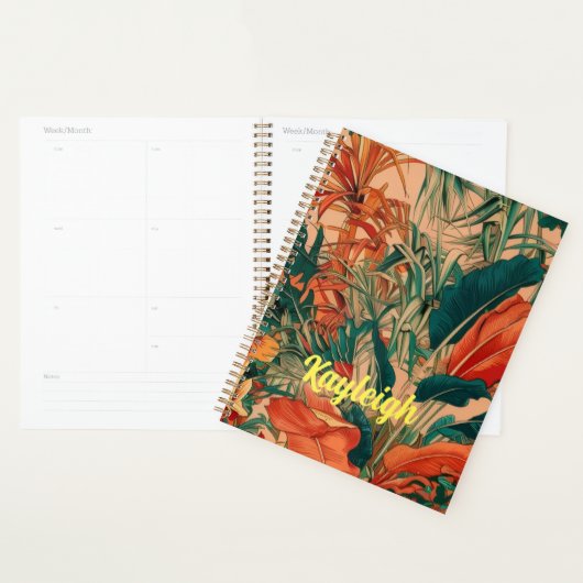 Aangepaste naam tropische bladeren planner (Display)