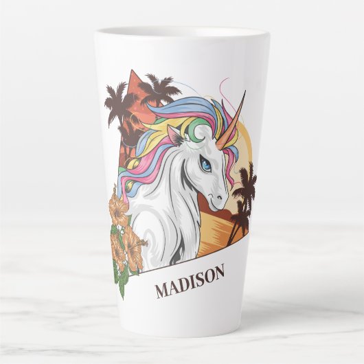 Aangepaste naam Tropische Eenhoorn Latte Mok (Voorkant)